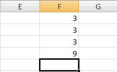 10. Press Enter. Excel adds cells F1 through F3 and displays the result in cell F4.