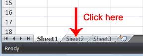 By default, a workbook has three sheets and they are named sequentially, starting with Sheet1. The name of the worksheet appears on the tab. Before moving to the next topic, move to a new worksheet.