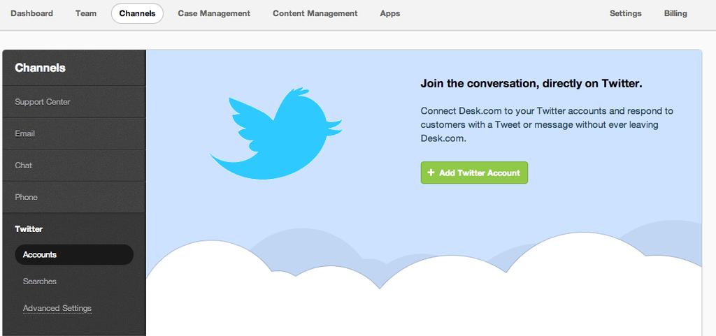 The Admin Panel: Connect Your Customers To Your Team Set up Twitter to work with Desk.com Add your Twitter Account to Desk.
