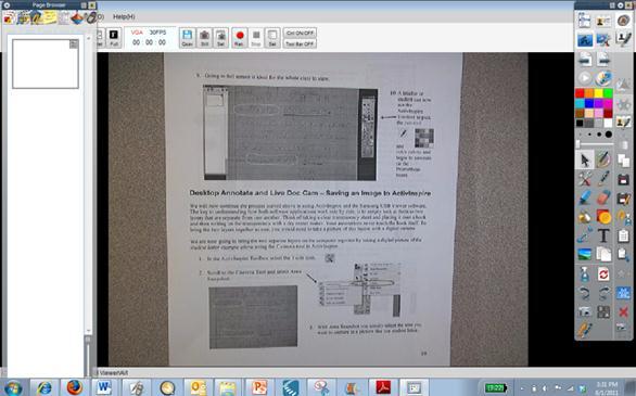 3. Place the document for annotation under the camera and adjust view so the image is appropriately displayed using