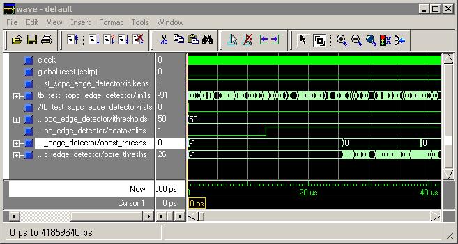 Perform RTL Simulation Figure 15. ModelSim Waveform Editor with Simulation Results Compare Simulation Results During the simulation in Simulink, the To Workspace blocks within the design file (.