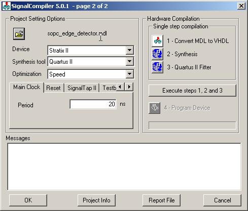 Figure 19. SignalCompiler Window 5. Turn on the Generate SOPC Builder PTF File option. When you turn on this option, SignalCompiler generates a class.
