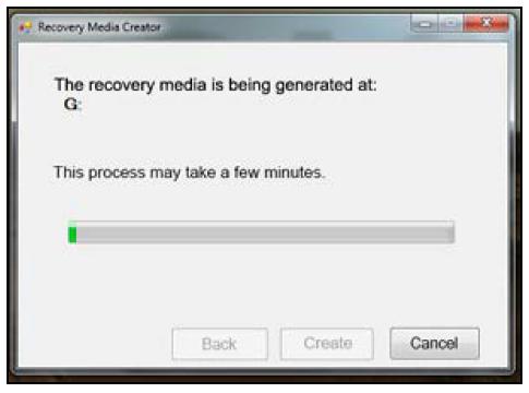 After the Recovery Media is created, the following screen is displayed. 10.