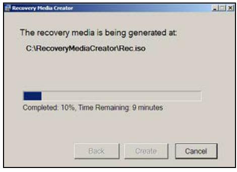 After the Recovery Media is created, the following screen is displayed. 12.