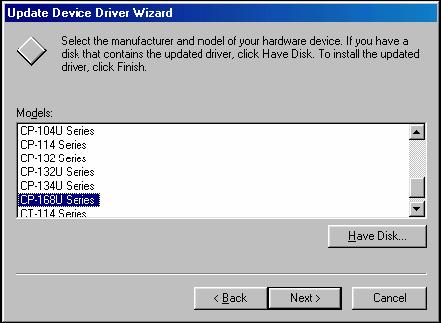When prompted, select the appropriate directory on the Document & Software CD for the driver.