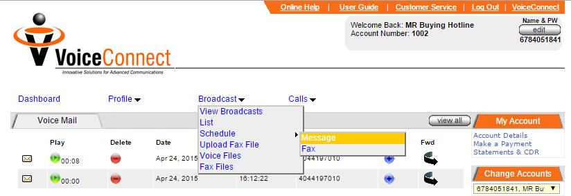 VIII. Part 2: Manage Voice Message Broadcast Schedules Step 31.