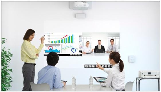 Multi-location Interactive Collaboration, Wireless Monitoring and Interactivity Unlock the full potential of network-ready Epson projectors by attaching to your LAN via a wired or wireless connection.