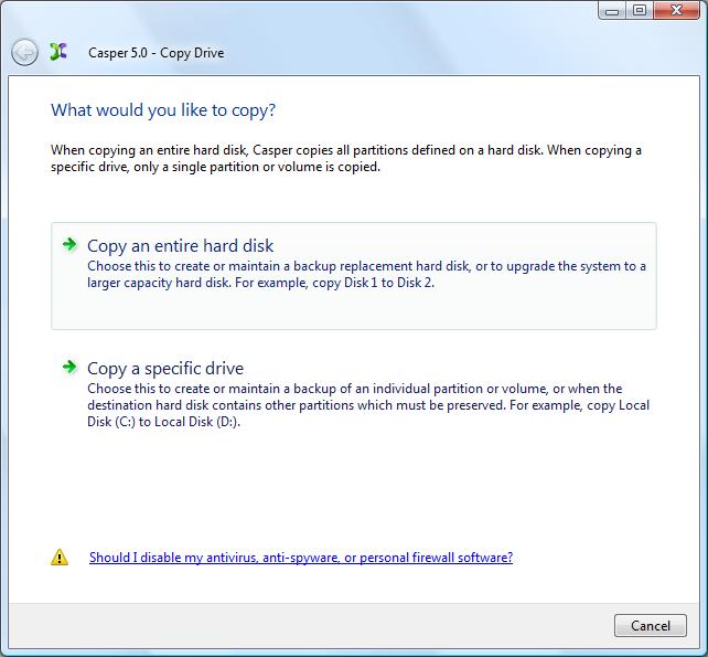 Example 4: Using 1-Click Cloning to Maintain a Backup Hard Disk 1.