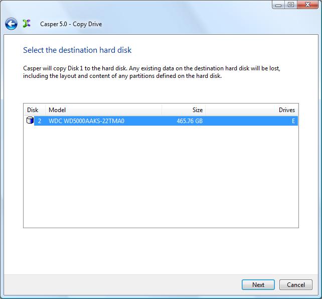 3. Select the hard disk to backup (e.g.