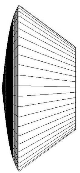 The aeroshell radius, forebody length, backshell length, and backshell angle are the other four geometric design variables. One resulting design is shown in Fig.