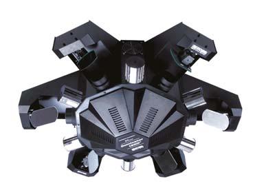 Dominator 1200 XT TM The Dominator's centerpiece is a 6-fold multi-scanner featuring 6 arms with moving mirrors and barrel mirrors to create fantastic lighting effects.