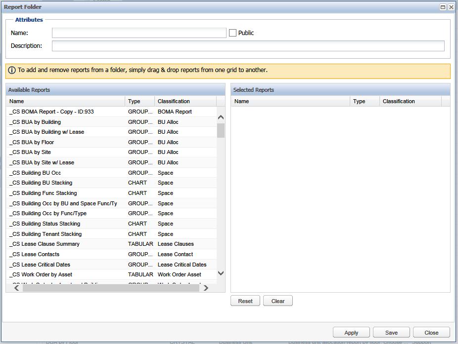 5 Report Explorer Figure 4: Report Folder screen 3 Type a name for the new folder. You may also type a description as needed.