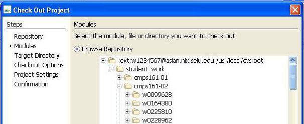 Click the plus sign by your class to open it, revealing the student repositories