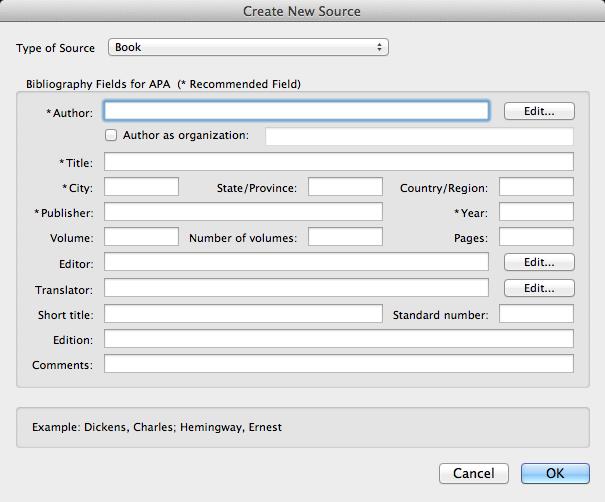 6. The Create a New Source window will appear on the screen (see Figure 34). Select the type of source, enter the requested information, and click the OK button. Figure 34 Create a New Source 7.