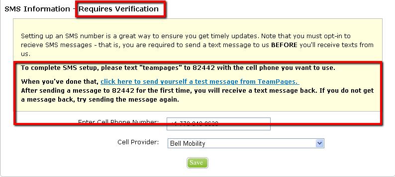3. You ll notice that your SMS information requires verification.