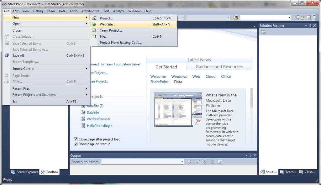 Visual Studio 2010 New Web