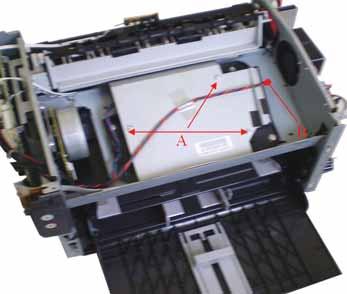 First we must remove the printer s covers. Open the front cover and remove screws A: 2.