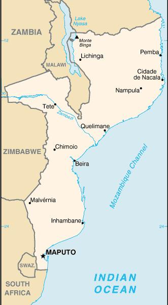 Mozambique Coast-Map-IO Project Partners for Water programme