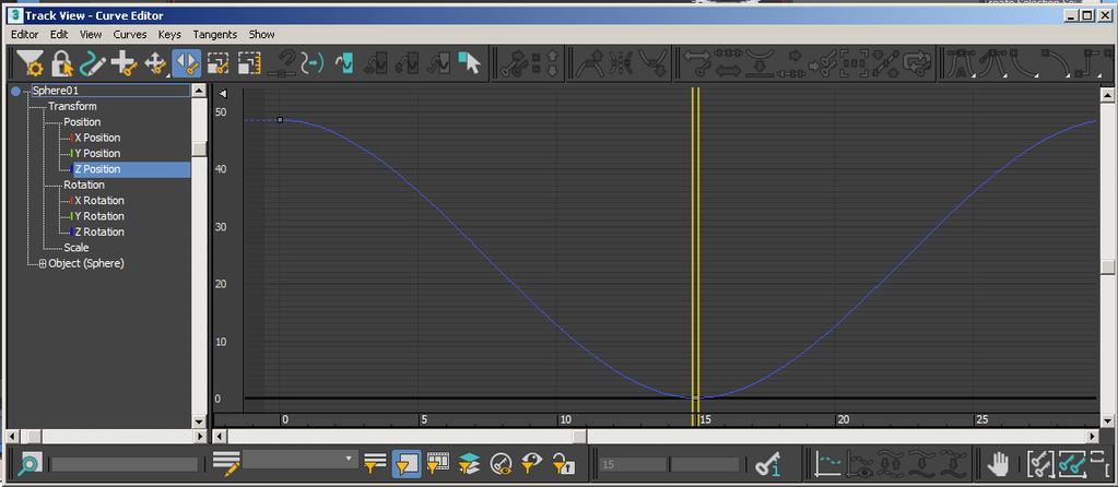 On the Track View toolbar, click Set Tangents To Spline. If you look very carefully you'll see a pair of black tangency handles have appeared on the curve. 10.