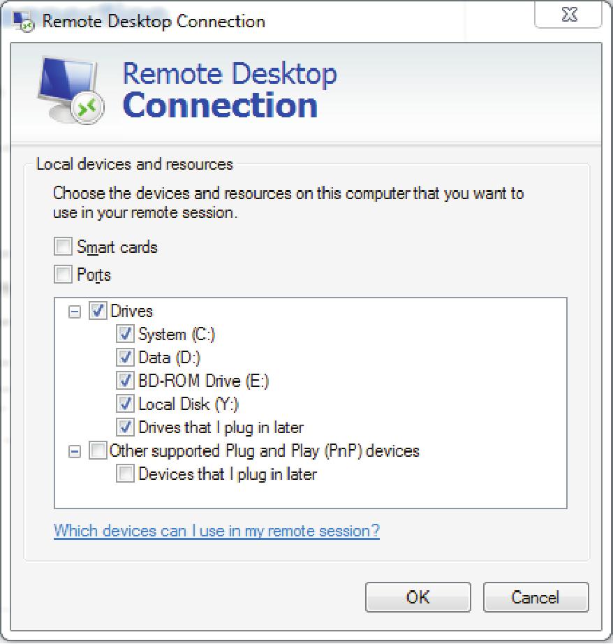 6. Now close the Options window and click Connect. You will be asked to enter your username and password to connect to the remote desktop.