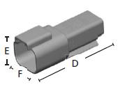 contact alignment and retention - Integated latch for mating DT Plug DT Receptable Cavity Overall Length Overall Height Overall Width Overall Length Overall Height Overall Width A B C D E F 2 1.