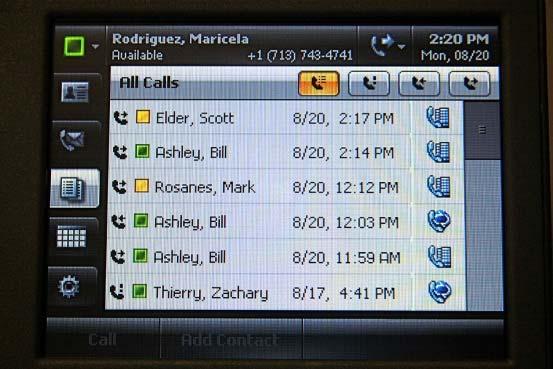 Call Log You can view a history of incoming, outgoing, and missed calls. To view your call log: 1. On the Home screen, press the Call Log icon.