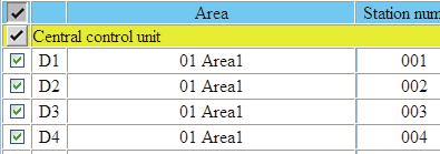 4 Another window opens and the registered stations are displayed in the list. Check to select the target stations. Select stations in the following ways. Select stations by checking one by one.
