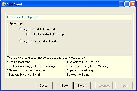 Figure 13 Install Agent with Different User Credentials To deploy Agents on remote systems, you should have local admin privilege on that computer.