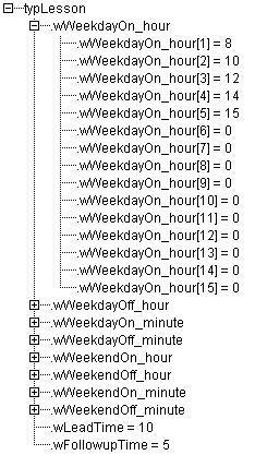 Timetable Program (FbTimetable) Structure of the "typtimetable" variable: Data structure of the timetable program Structure of the "typlesson" variable: Data structure of the timetable program