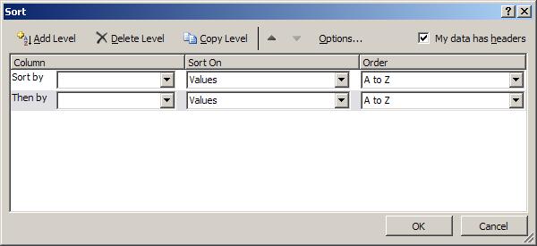 5.2 Sorting on Column (by Row) You can sort on as many as three columns at once. Chapter 2 1.