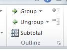 The Subtotal icon can be found under the Data tab, in the Outline panel.