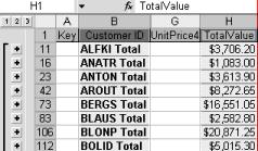 4 Figure 20 Summary of Total Order Value for Customers Highlight the cells shown below.