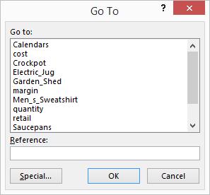 Using a Name with Go To Names can be used to move quickly to a designated area of your worksheet by using the GO TO