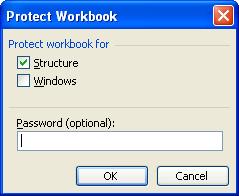To unprotect the worksheet or the workbook, in Excel 2003 click Tools, Protection, Unprotect Sheet or Unprotect