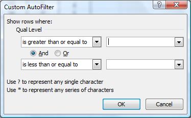 When working with survey data, a particularly useful option in the Text Filters or the Custom AutoFilter is the Contains option.