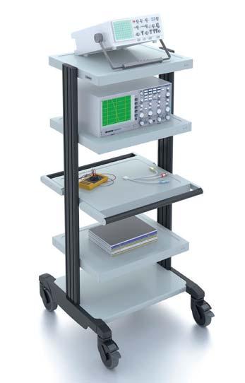 equipment set up in the trolley with raised edges all around the worktop Convenience - Optimised operation with additional module components, such as - Cable duct - Rear panel - Euro mains