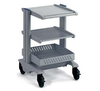 Knürr EliMobil Labor 3 BIL00224 Dimensions Height, 800 Overall width, 512 or 612 mm Useable width, 450 or 550 mm Depth, 550 mm 1 Basic frame 1 Worktop with handle 1 Worktop 1 Storage tray Extrusions:
