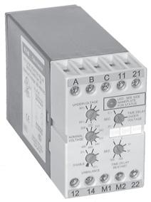 three-phase systems wye or delta connected. Phase monitoring relays protect against voltage imbalance and single-phasing regardless of any regenerative voltages.