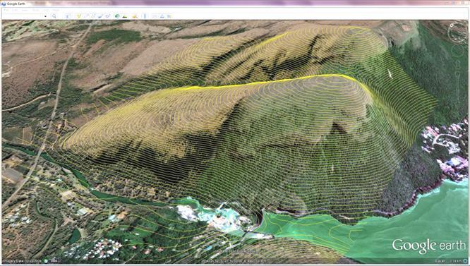 SURPAC 5m Contours of Hartebeespoort dam wall area using Google Earth Data 2.