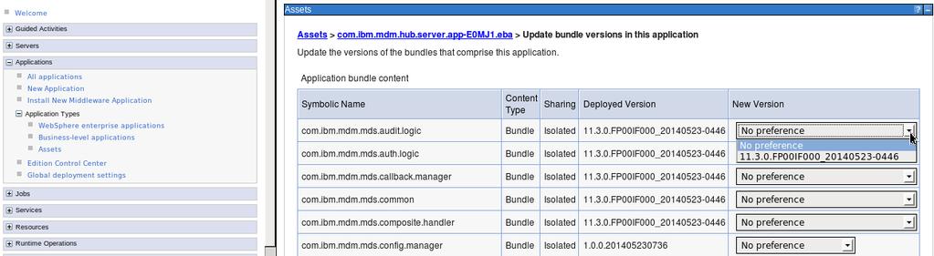 6. You can see 2 version numbers for the bundles which were added in step I. 7. For example, take "com.ibm.mdm.mds.composite.handler", for which you can see 2 versions for this bundle.