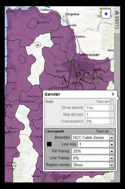 There are 5 Choropleth settings from which to