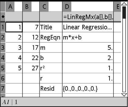 9. Select OK. Lists & Spreadsheet inserts two columns: one containing the names of the results, and one containing the corresponding values. Note: The results are linked to the source data.