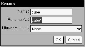The Create Copy dialog box displays. 3. Type a new name, or click OK to accept the proposed name. 4. If you want to change the access level, select Library Access, and select a new level.