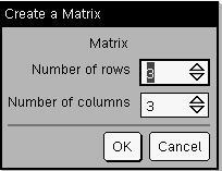 3. Use the arrow keys to move the cursor to each element s position, and type a value or expression for each element. 4. Press to evaluate the expression. Creating matrices 1.