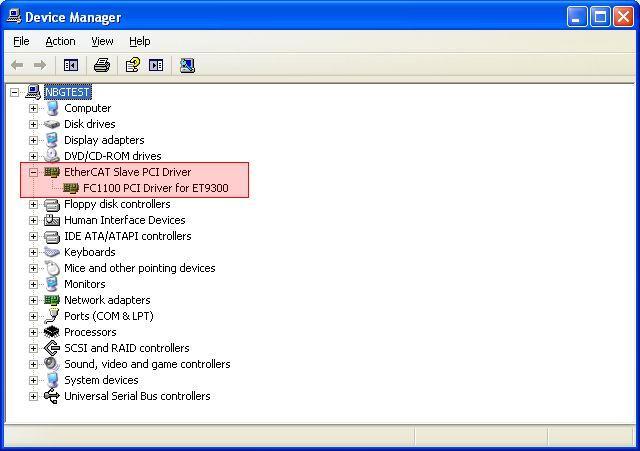 Figure 12: Windows Device Manager The EtherCAT Slave Controller (ESC) is now accessible by using the library TcHelper.dll. 3.2.2 Slave Software In case that the SSC Tool is used create an FC1100 based project (selectable in the new project dialog ).