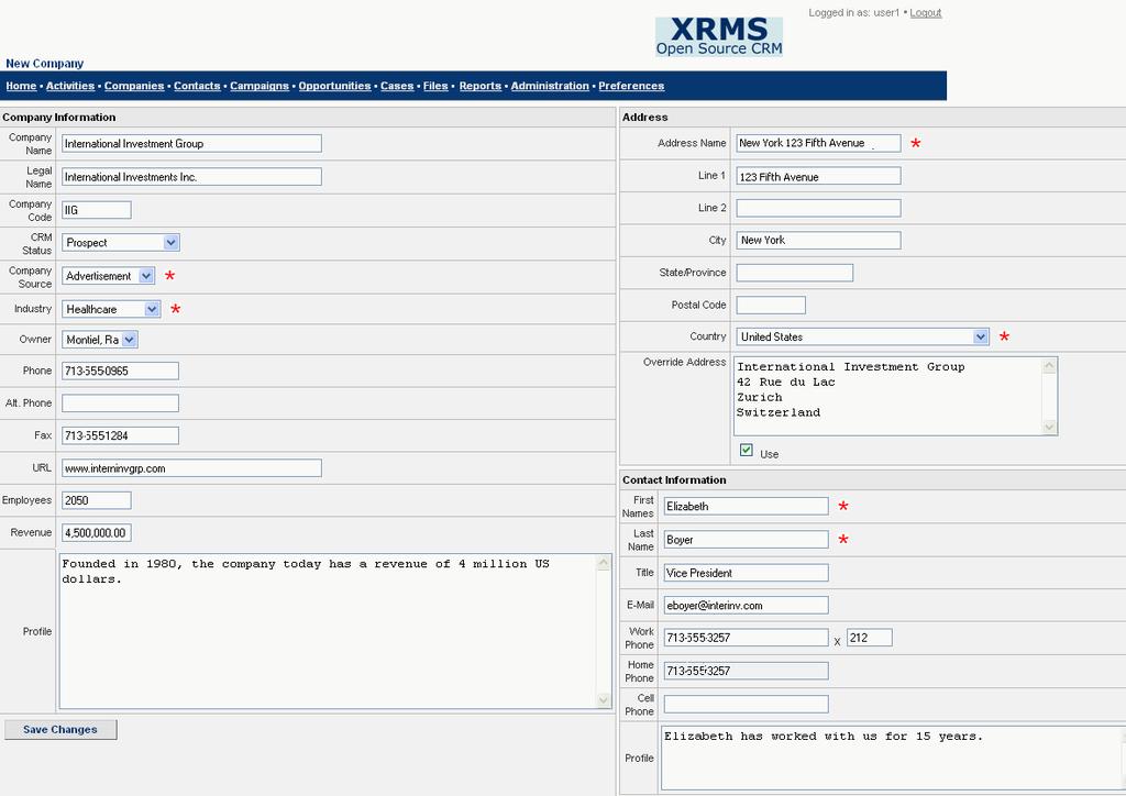 Managing Customer Profiles To create a company directly from the Companies search screen: Click the Companies link shown at the top of every CRMS screen to see the Search Companies screen.
