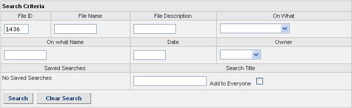 Files 13 Files You can attach one or more files with relevant information to a company, contact, opportunity, case, or campaign. 13.1 Searching for a File Click the Files link on the top bar to see the Search screen.