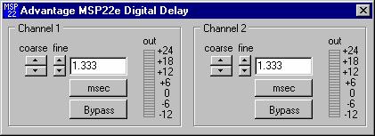 SETUP DIGITAL DELAY SCREEN The Digital Delay screen is used to adjust delay time settings for each Channel. Delay time is shown in the window, with adjacent buttons providing the up/down adjustments.