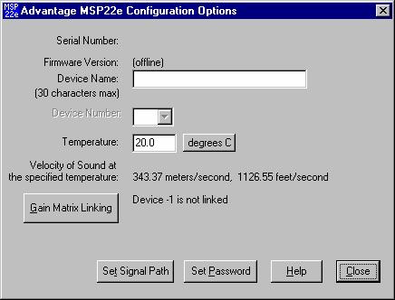 SETUP CONFIGURATION OPTIONS SCREEN The Configuration Options screen is used to select options which customize the operation of the MSP22e.