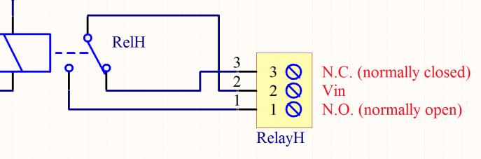 Relays connections: Connect one part of power supply to Vin. NO, means Normally open These contact will close after it will be selected in software. NC means Normally closed.